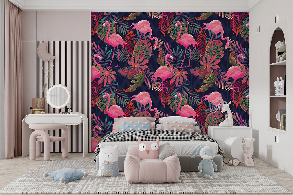 Różowe flamingi na granacie — wnętrze 4