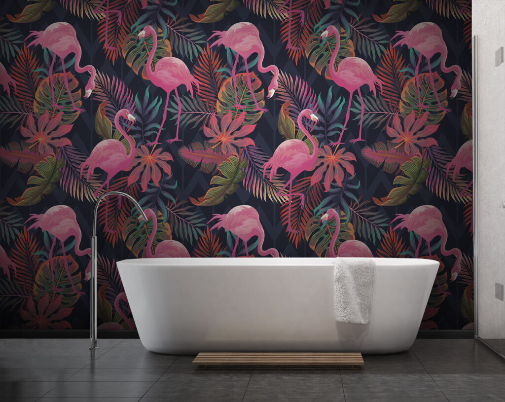 Różowe flamingi na granacie — wnętrze 2