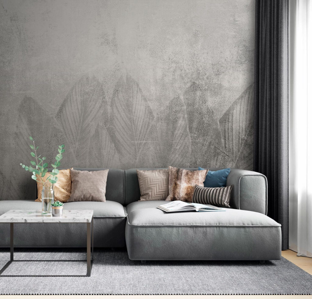 Duże liście na szarości — wnętrze 2