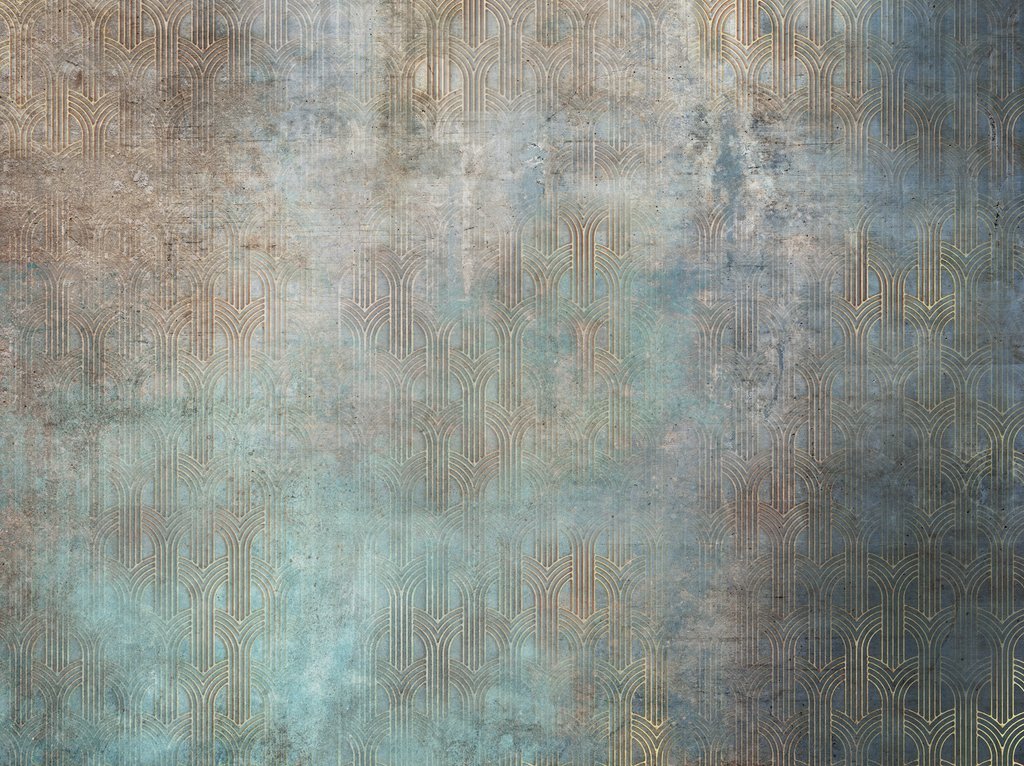 Błękit z ciepłymi śladami — cały wzór