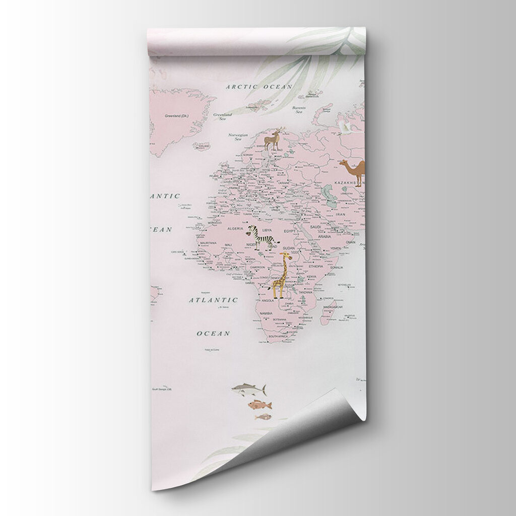 Mapa świata wśród liści — widok produktu