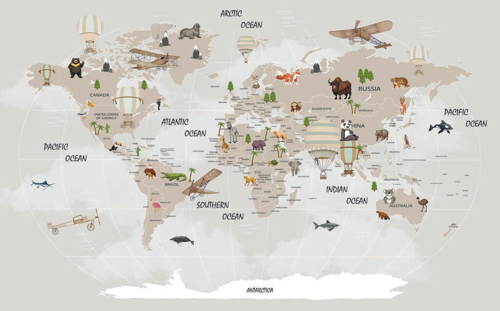 Mapa pełna symboli podróży — cały wzór