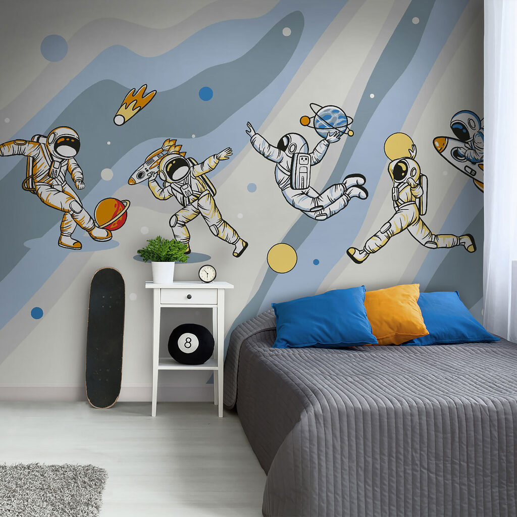 Astronauci wśród kolorowych pasów — wnętrze 5