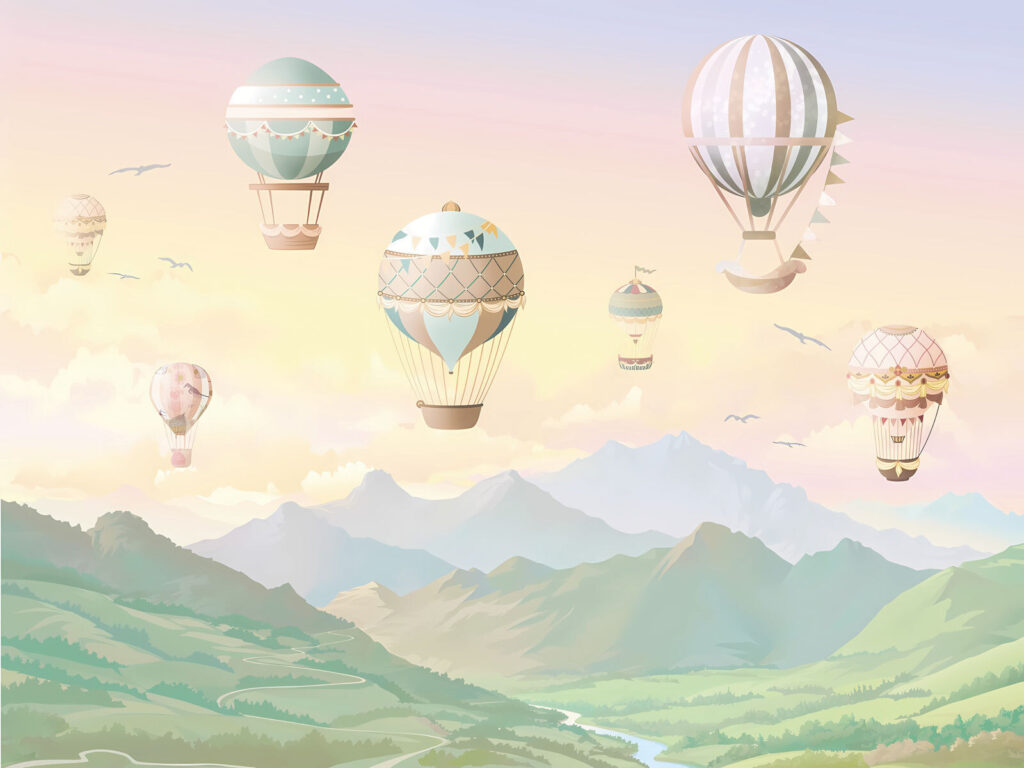 Balony nad łagodnymi wzgórzami — cały wzór