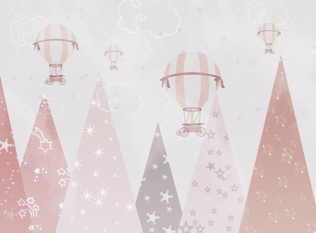 Balony między różowymi szczytami — cały wzór