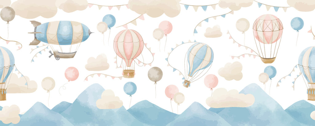 Balony pod linią flag — cały wzór