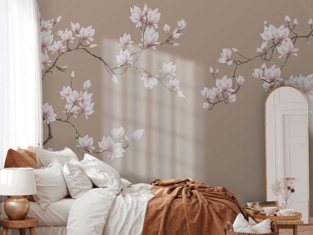 Jasnoróżowa magnolia na beżu — wnętrze 2