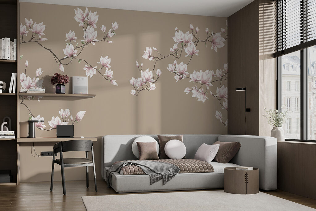 Jasnoróżowa magnolia na beżu — wnętrze 4