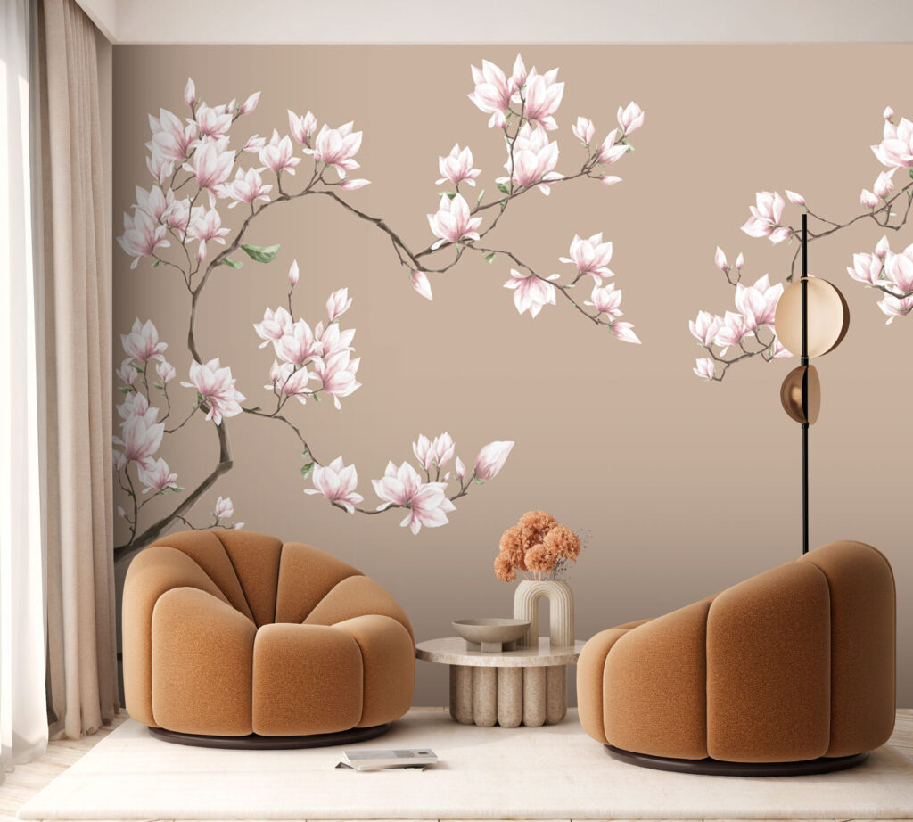 Jasnoróżowa magnolia na beżu — wnętrze 3
