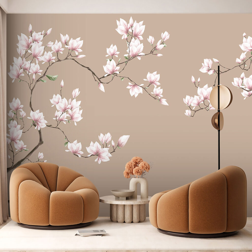 Jasnoróżowa magnolia na beżu — wnętrze 5