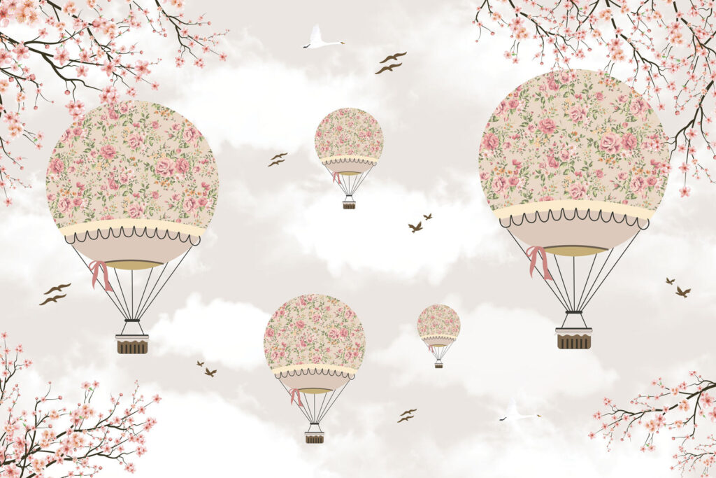 Balony z kwiatowymi wieńcami — cały wzór