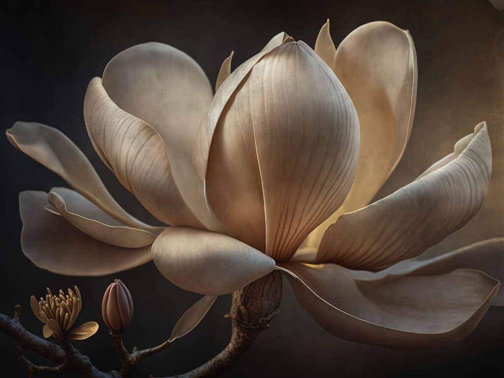 Magnolia w ciepłym cieniu — cały wzór