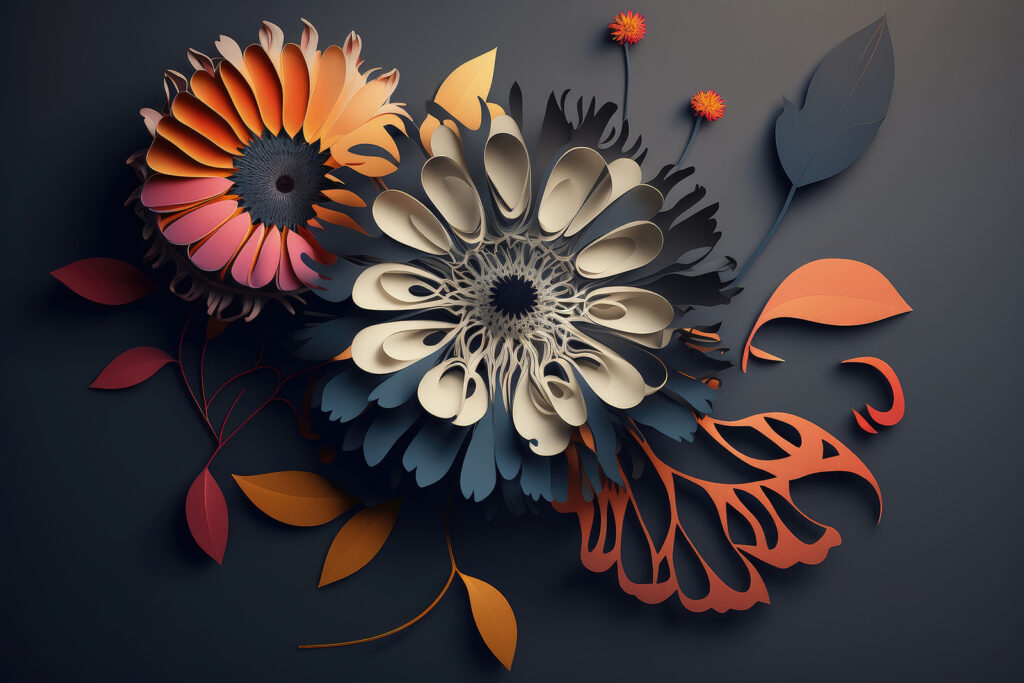 Kwiaty w warstwach kolorów — cały wzór