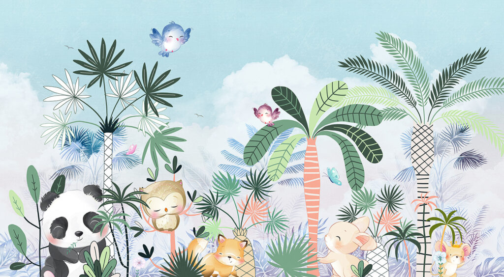 Panda wśród palm — cały wzór