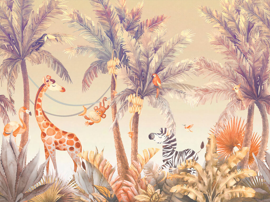 Żyrafa wśród palm — cały wzór