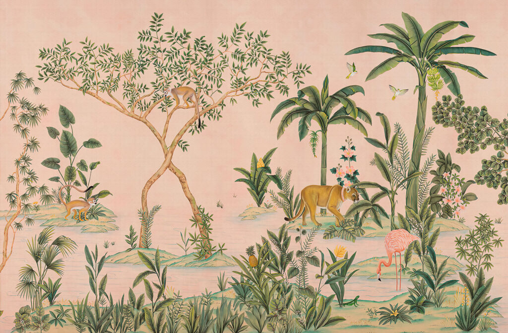 Dzikie koty wśród palm — cały wzór