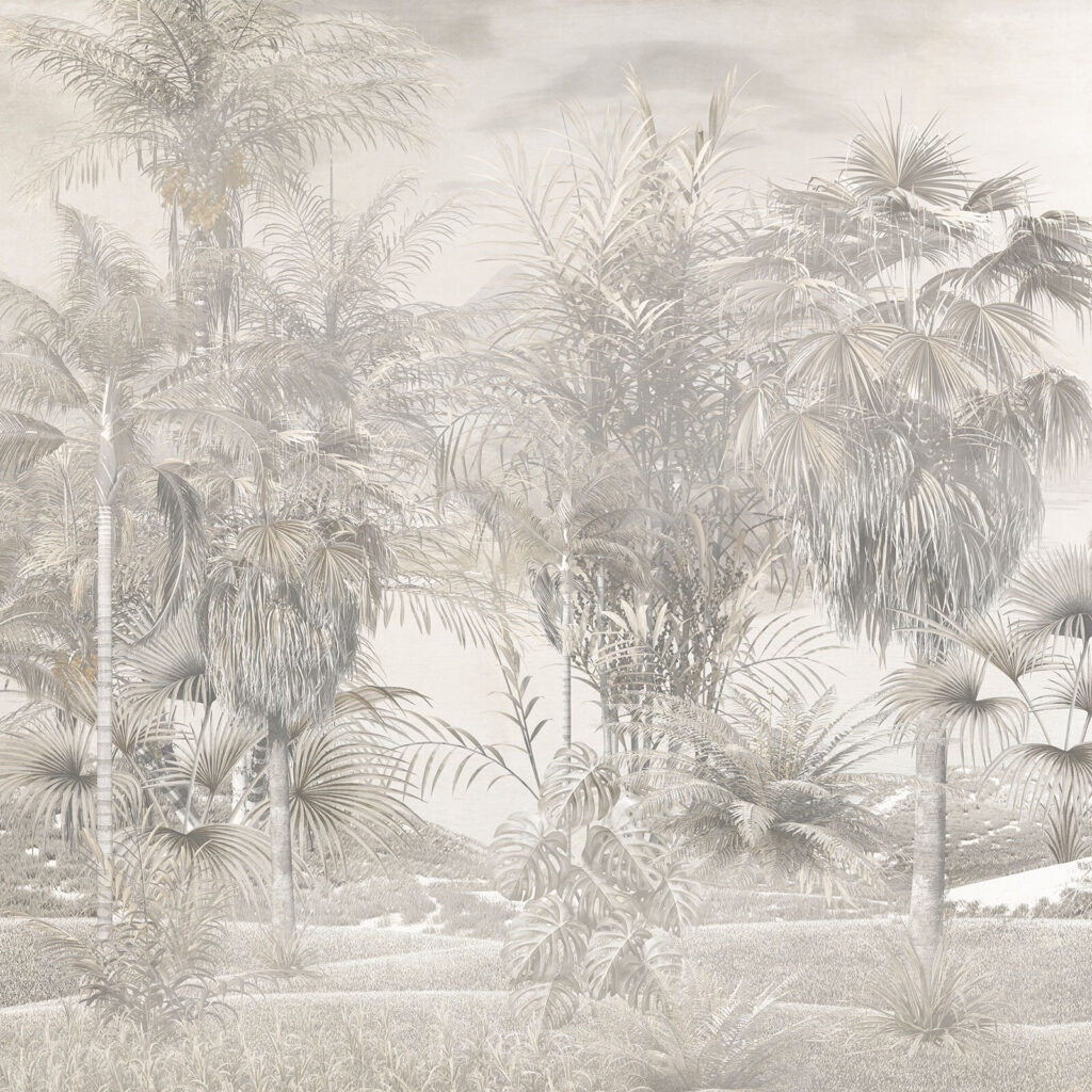 Palmy w szarej dali — cały wzór