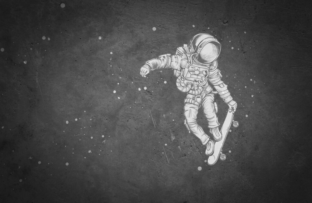 Astronauta na deskorolce — cały wzór