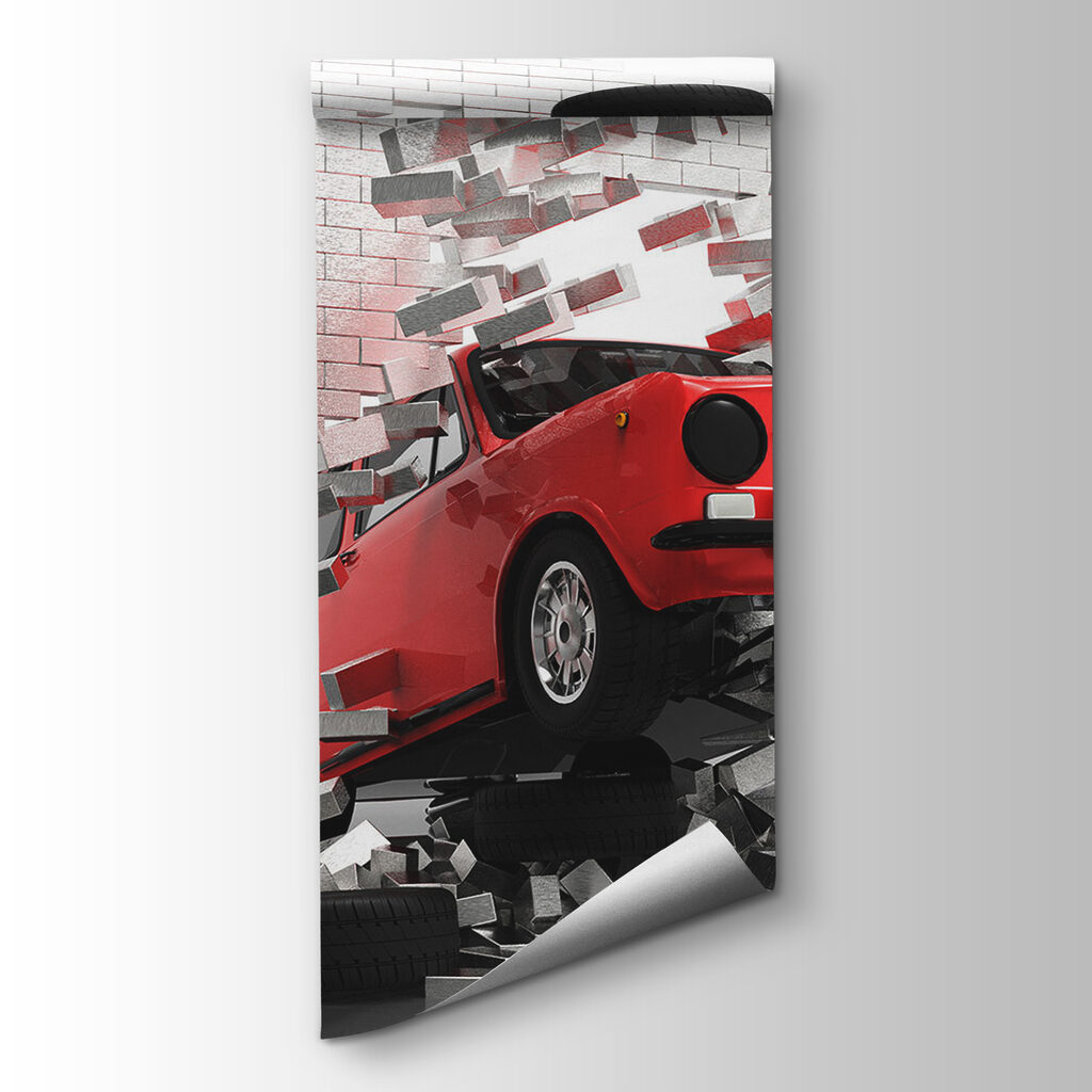Czerwone auto z muru — widok produktu