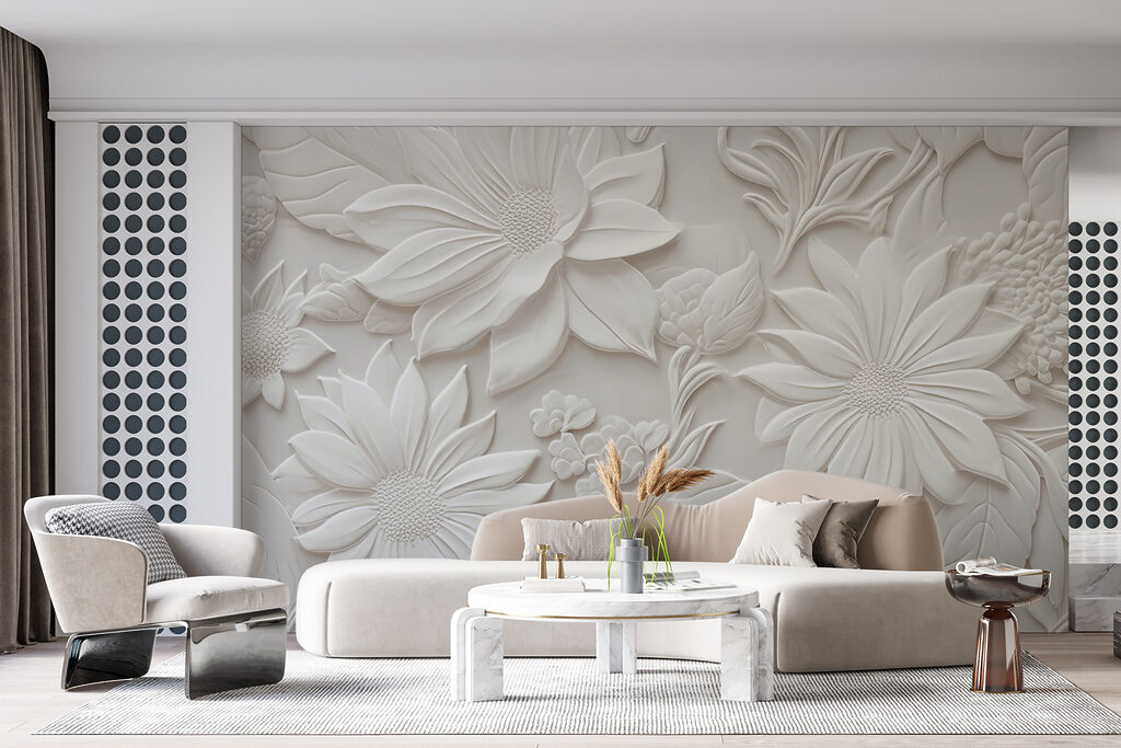 Białe kwiaty jak rzeźba — wnętrze 3