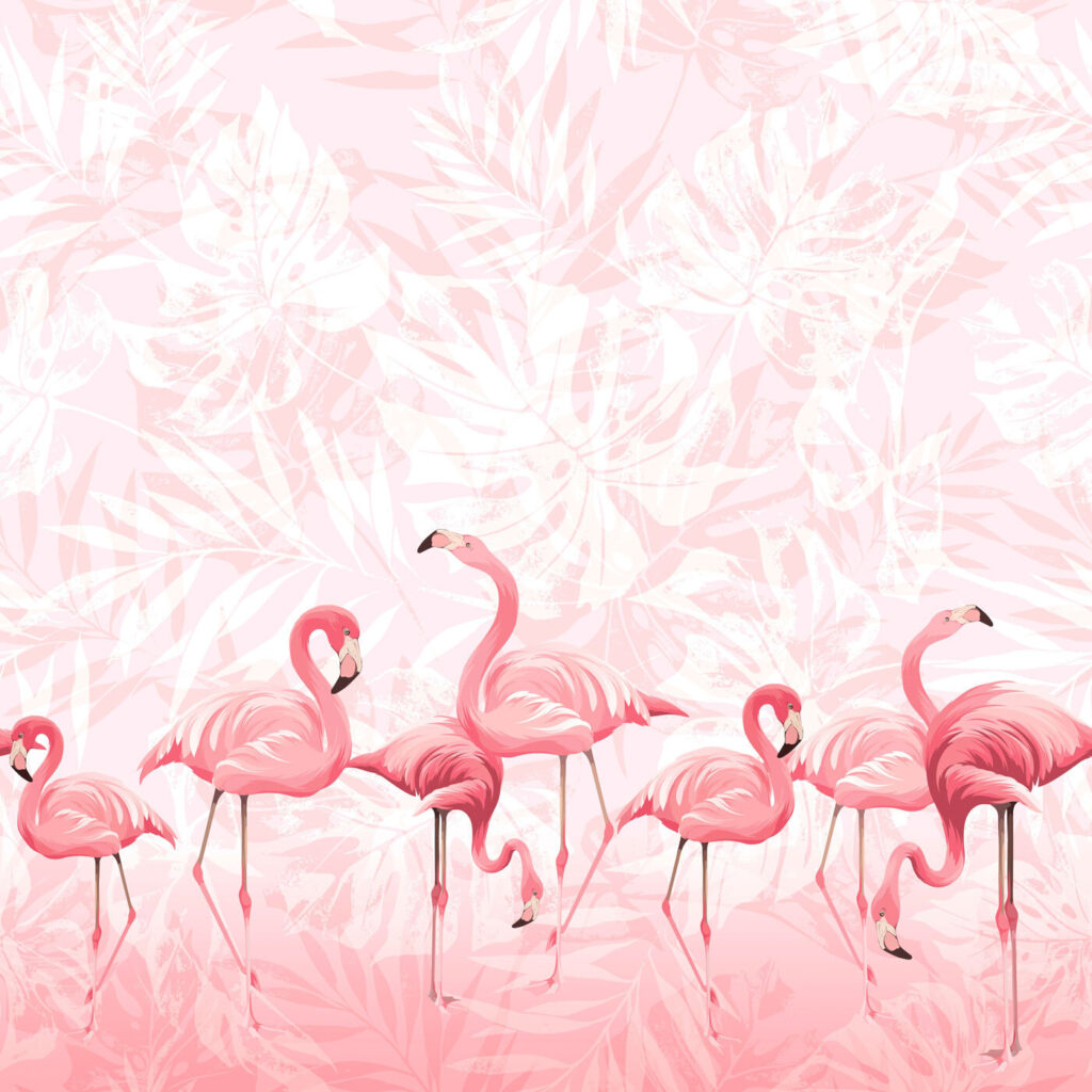 Flamingi w gromadzie — cały wzór