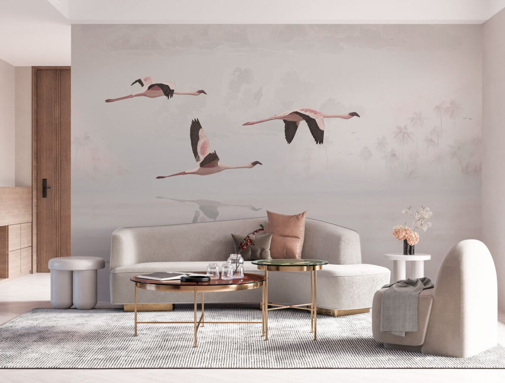Flamingi nad bladą wodą — wnętrze 2