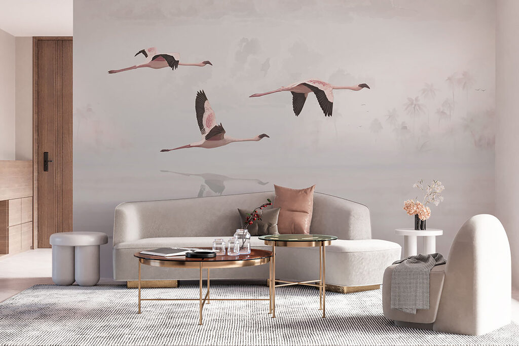 Flamingi nad bladą wodą — wnętrze 4