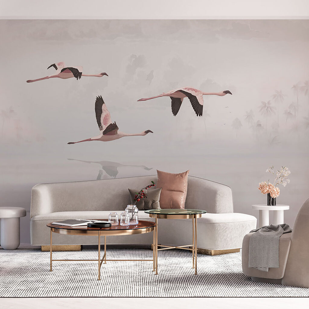 Flamingi nad bladą wodą — wnętrze 5