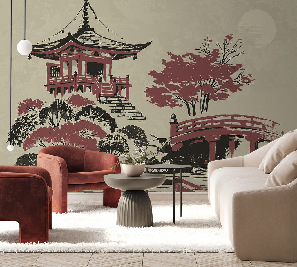 Pagoda i czerwony most — wnętrze 1