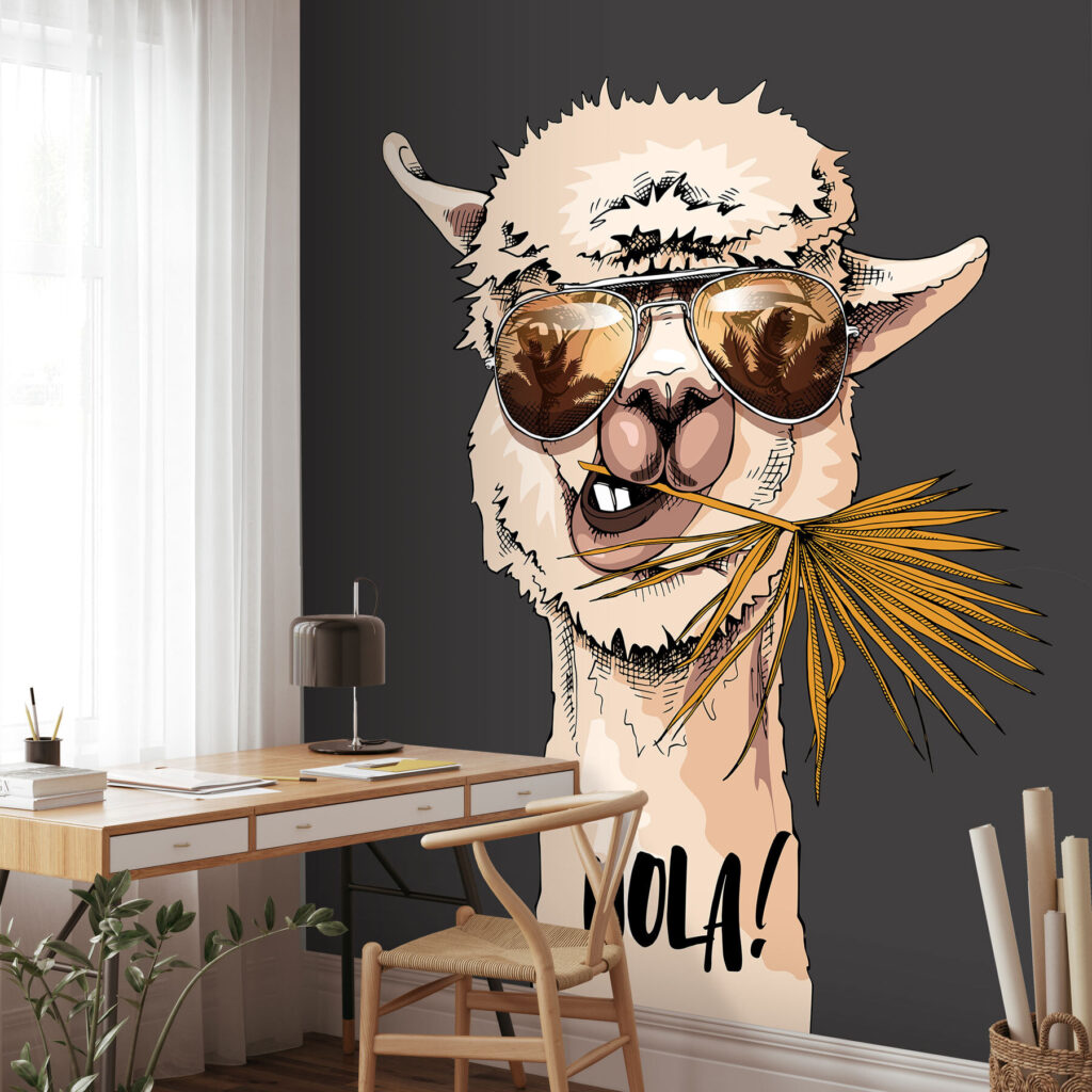 Lama w okularach we wnętrzu