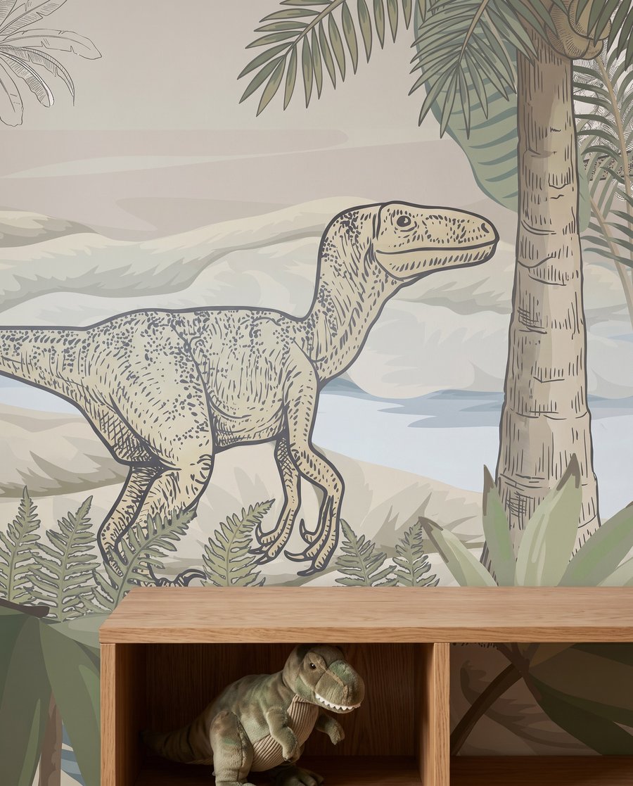 Dinozaury przy leśnym stawie — detal