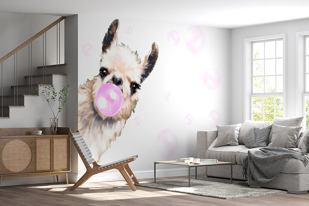Lama dmucha gumę — wnętrze 3