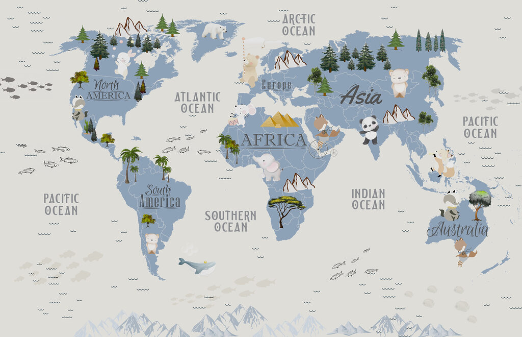 Dziecięca mapa zwierząt — cały wzór