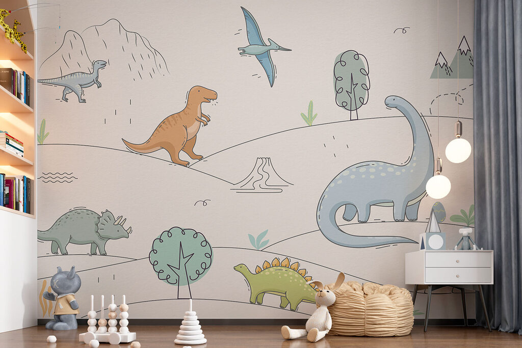 Dinozaury w cienkich konturach — wnętrze 1