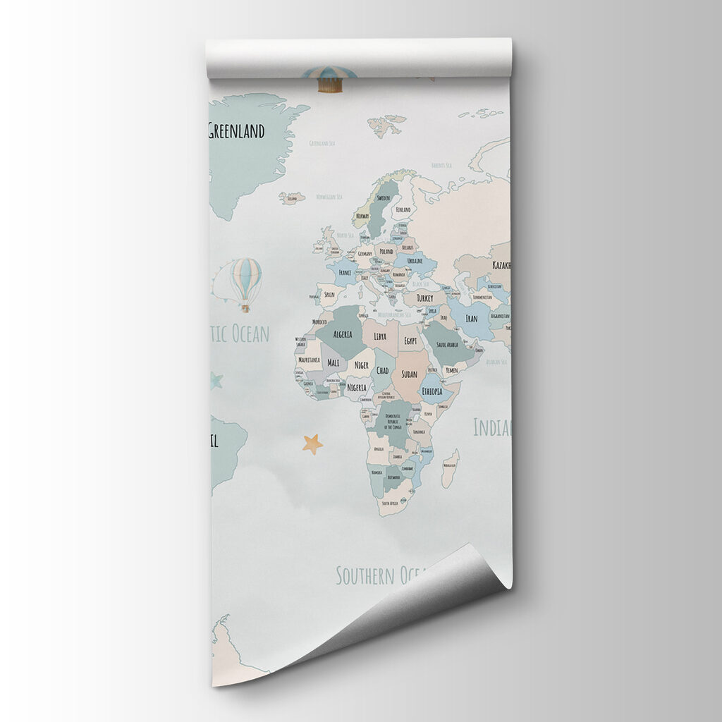Mapa świata z wielorybami — widok produktu