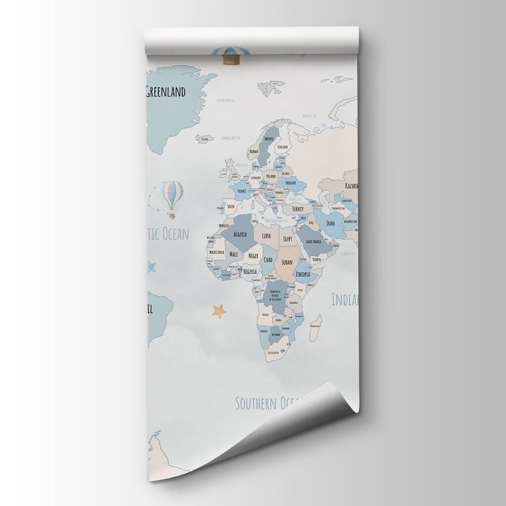 Mapa świata z wielorybami — widok produktu