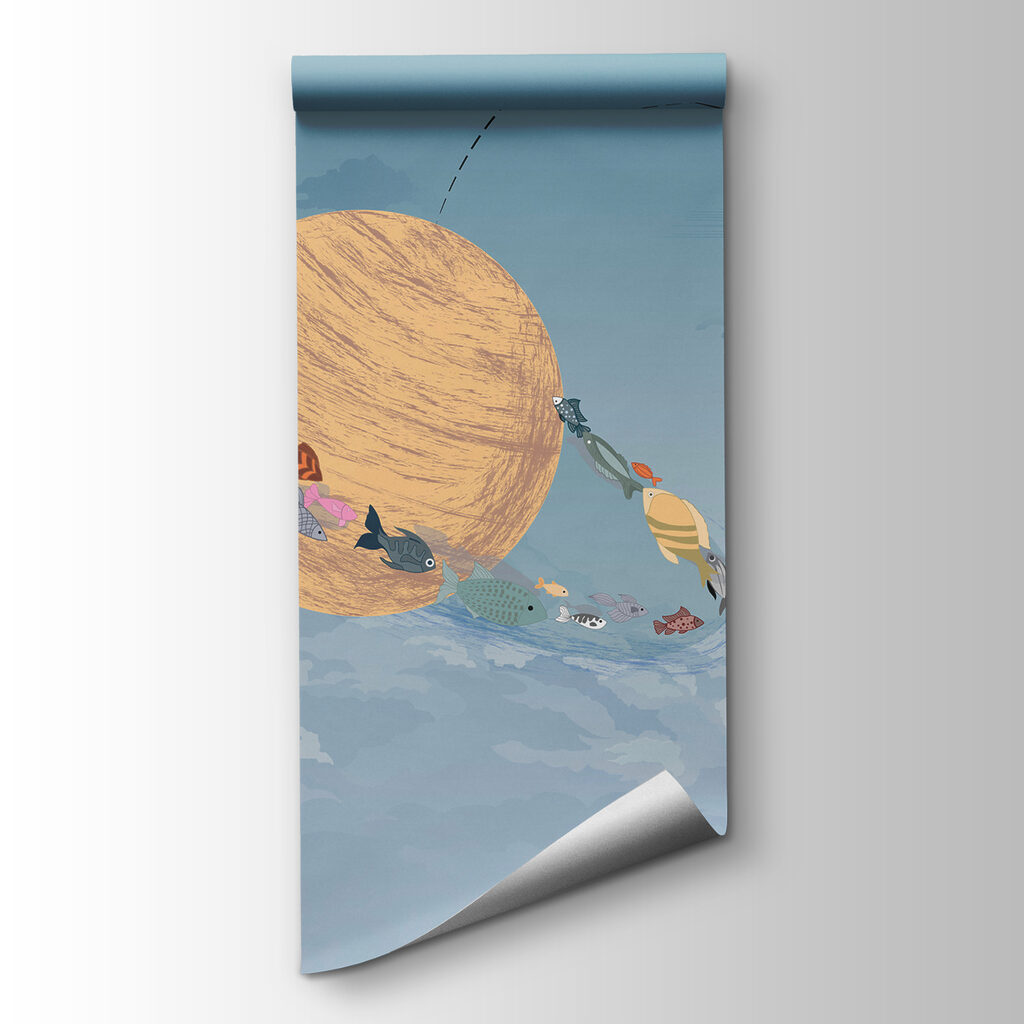 Astronauta łowi planety — widok produktu