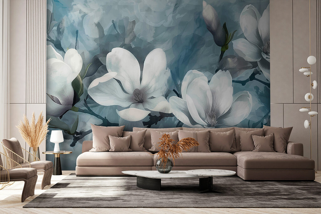 Biała magnolia na błękitach — wnętrze 3