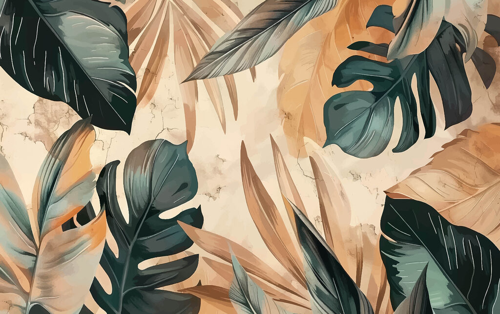 Ciemna monstera na piasku — cały wzór