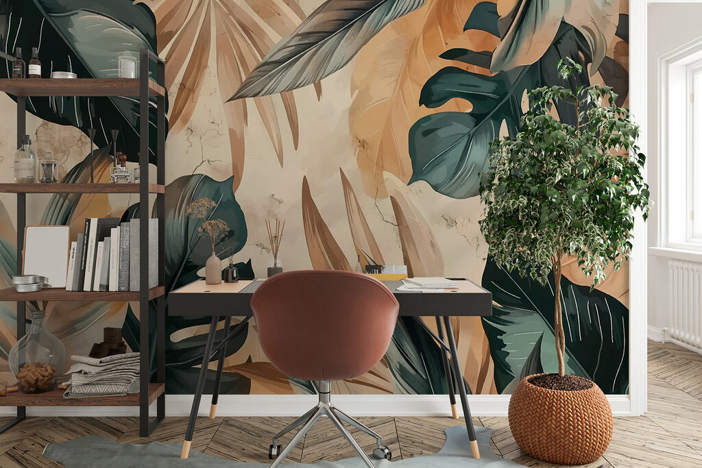 Ciemna monstera na piasku — wnętrze 3