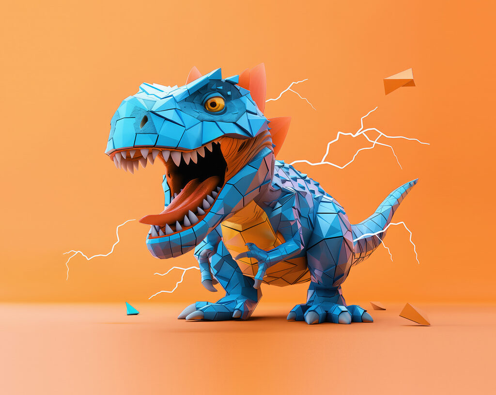 Niebieski dinozaur — cały wzór