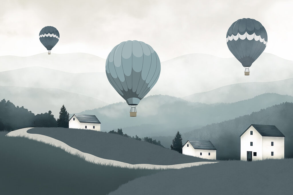 Balony nad wzgórzami — cały wzór