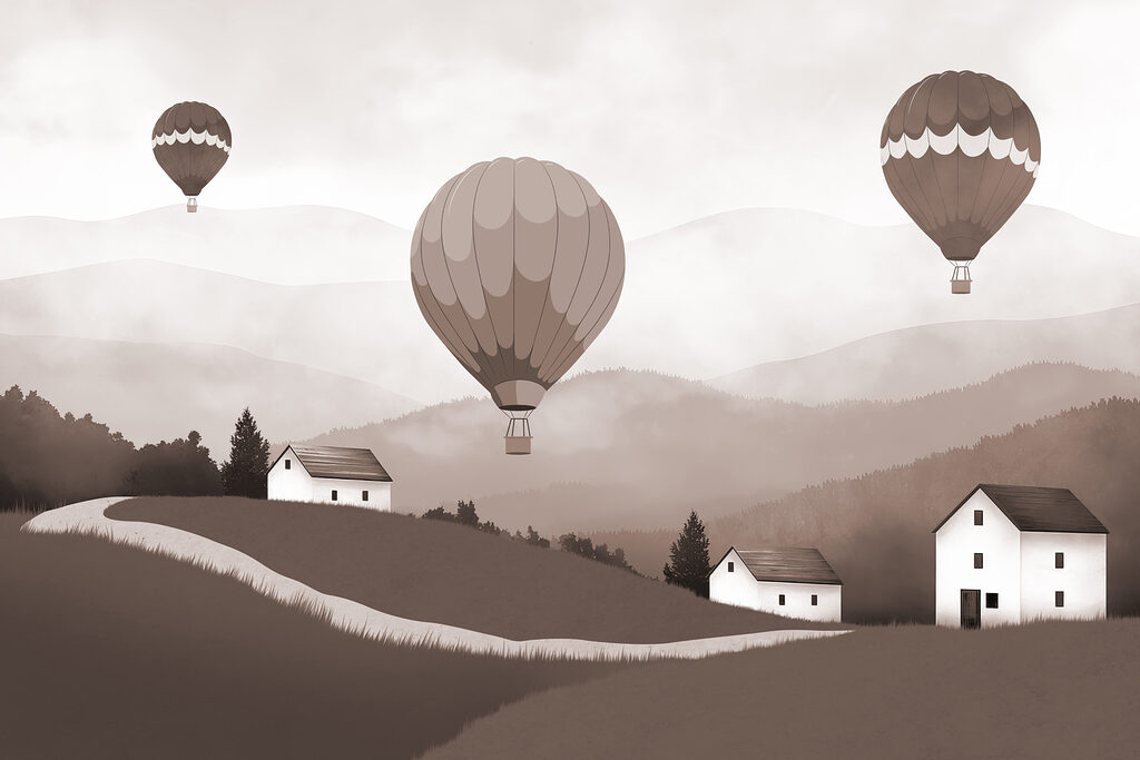 Balony nad wzgórzami — cały wzór