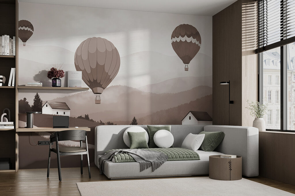 Balony nad wzgórzami we wnętrzu