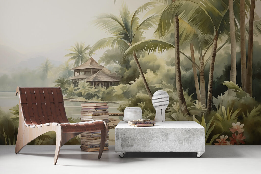 Drewniany domek pod palmami — wnętrze 2