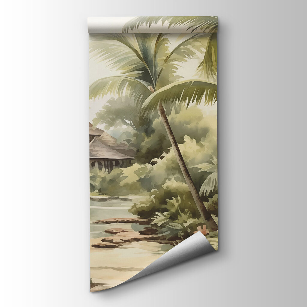 Drewniany domek pod palmami — widok produktu