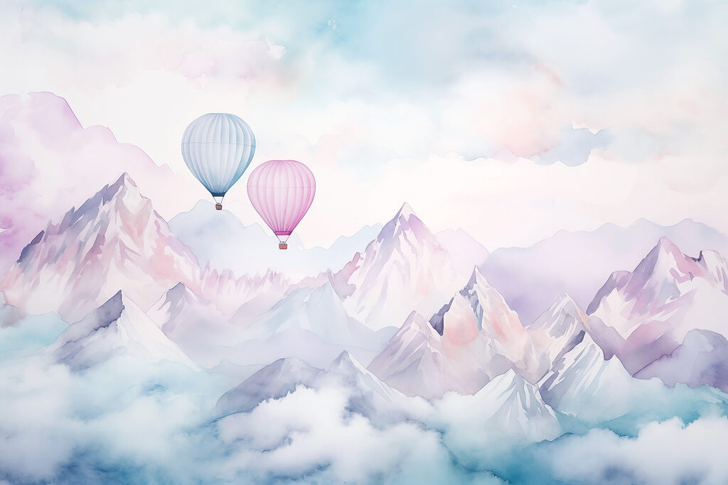 Dwa balony nad górami — cały wzór