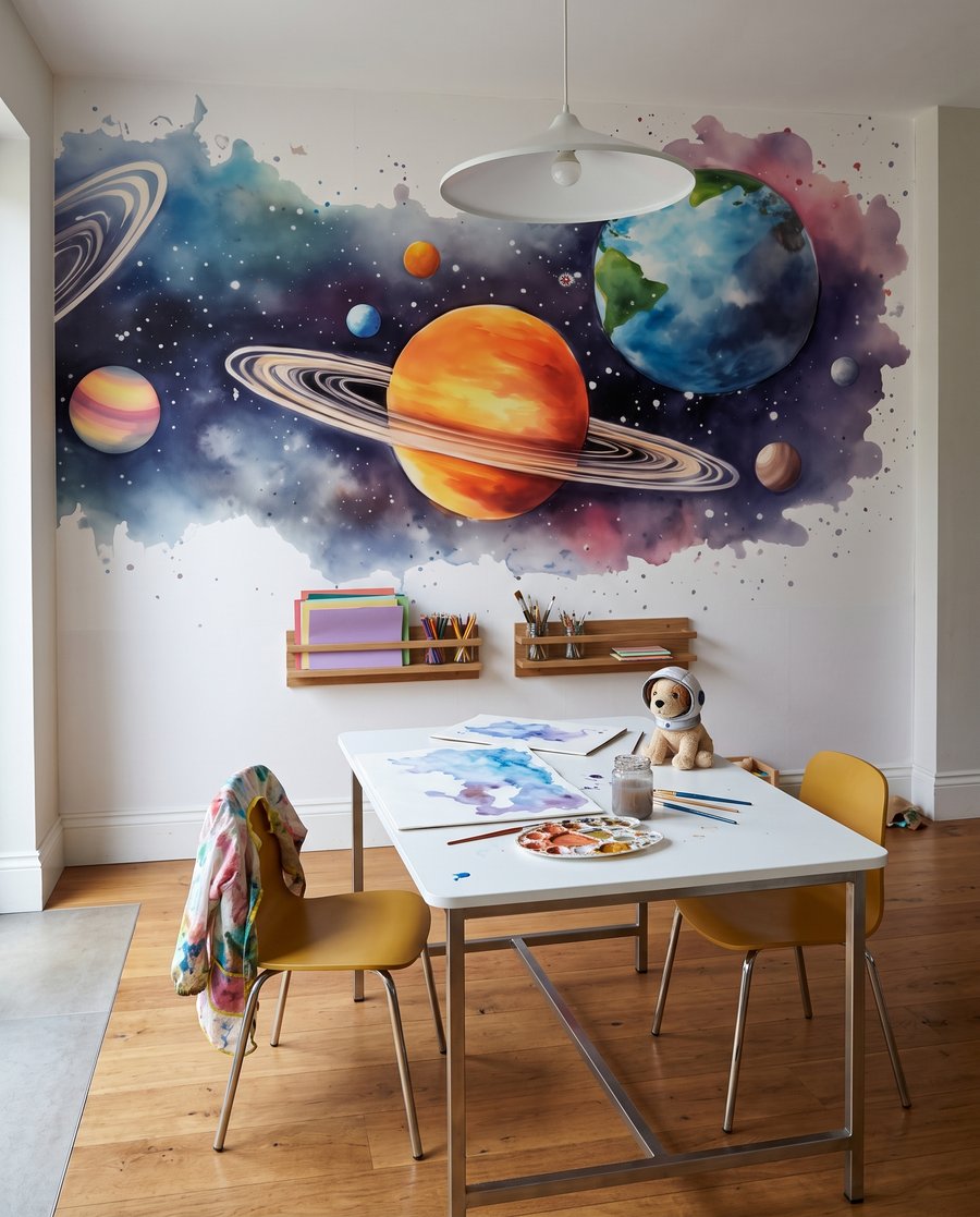 Planety na plamie farby — wnętrze 3