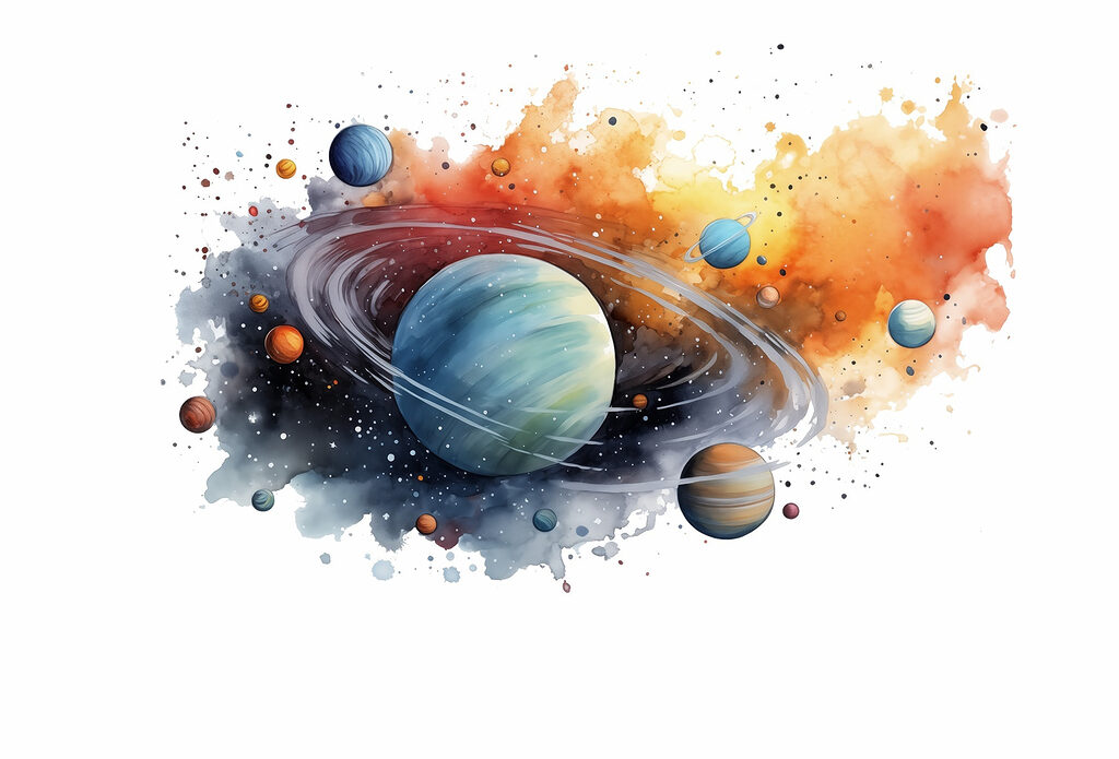 Pierścieniowa planeta wśród plam — cały wzór