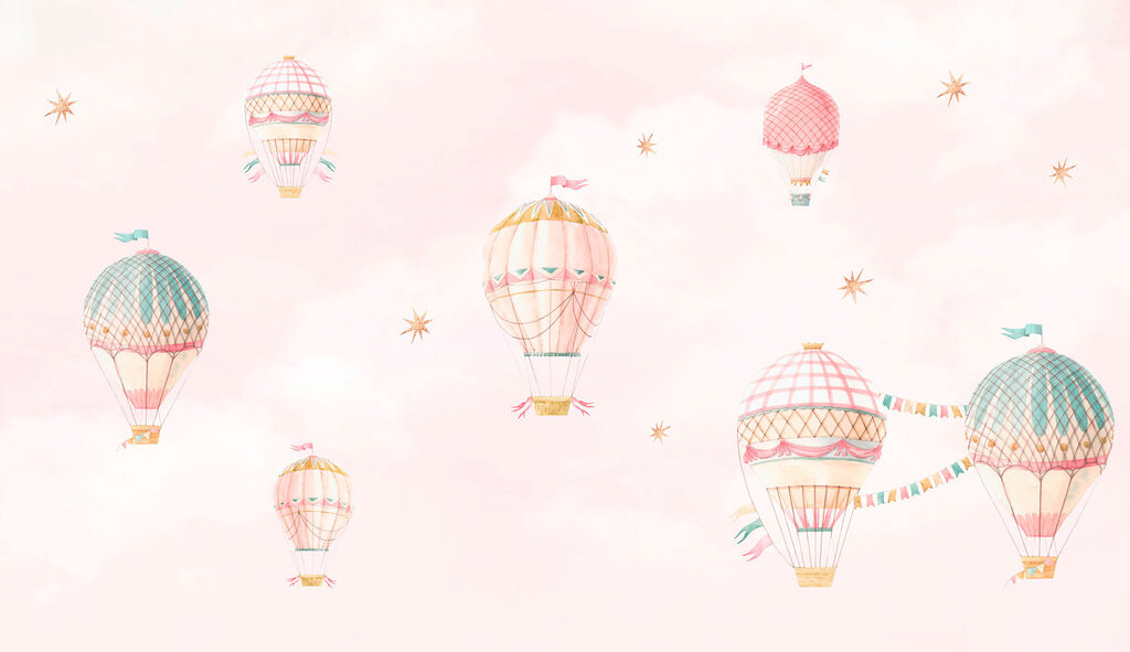 Pastelowe balony na różu — cały wzór